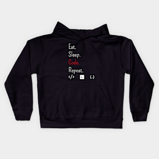 Eat, Sleep, Code, Repeat Kids Hoodie